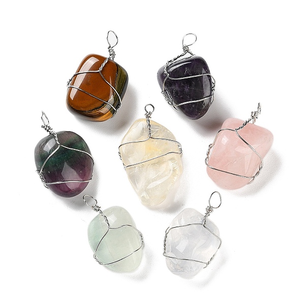PandaHall Natural Mixed Stone Copper Wire Wrapped Pendants, Tumbled Stone Nuggets Charms, Platinum, 31~37x14~34x13~23mm, Hole: 2~5x2~5mm...
PandaHall Natural Mixed Stone Copper Wire Wrapped Pendants, Tumbled Stone Nuggets Charms, Platinum, 31~37x14~34x13~23mm, Hole: 2~5x2~5mm...