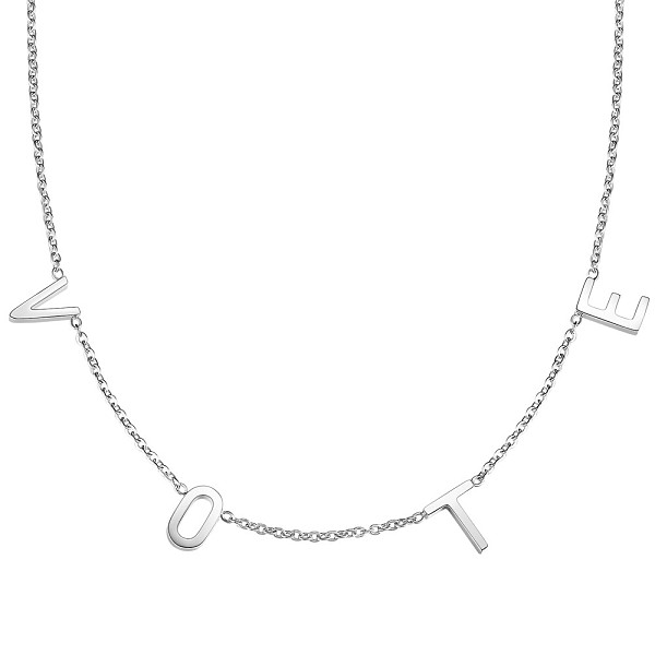 PandaHall SHEGRACE Stainless Steel Pendant Necklaces, with Cable Chains and Lobster Claw Clasps, Word VOTE, Stainless Steel Color, 17.9 inch...
PandaHall SHEGRACE Stainless Steel Pendant Necklaces, with Cable Chains and Lobster Claw Clasps, Word VOTE, Stainless Steel Color, 17.9 inch...
