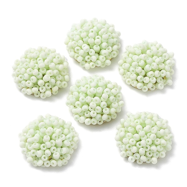 PandaHall Glass Seed Beaded Cabochons, Cluster Beads, with Golden Plated Iron Perforated Disc Settings, Half Round, Pale Green, 19.5x9mm...
PandaHall Glass Seed Beaded Cabochons, Cluster Beads, with Golden Plated Iron Perforated Disc Settings, Half Round, Pale Green, 19.5x9mm...