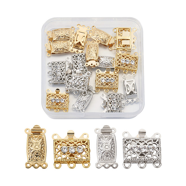 PandaHall 20Pcs 4 Style Brass Filigree Box Clasps, Multi-Strand Clasps, 3-Strands, 6 Holes, Rectangle, Mixed Color, 5pcs/style Brass...
PandaHall 20Pcs 4 Style Brass Filigree Box Clasps, Multi-Strand Clasps, 3-Strands, 6 Holes, Rectangle, Mixed Color, 5pcs/style Brass...