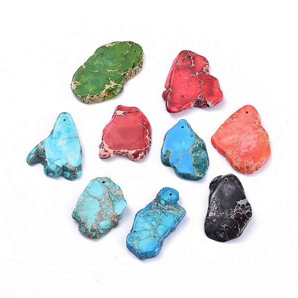 PandaHall Natural Regalite/Imperial Jasper/Sea Sediment Jasper Pendants, Nuggets, Dyed, Mixed Color, 34~52x20~33x5~5.5mm, Hole: 1.2mm..., Multicolor
PandaHall Natural Regalite/Imperial Jasper/Sea Sediment Jasper Pendants, Nuggets, Dyed, Mixed Color, 34~52x20~33x5~5.5mm, Hole: 1.2mm..., Multicolor