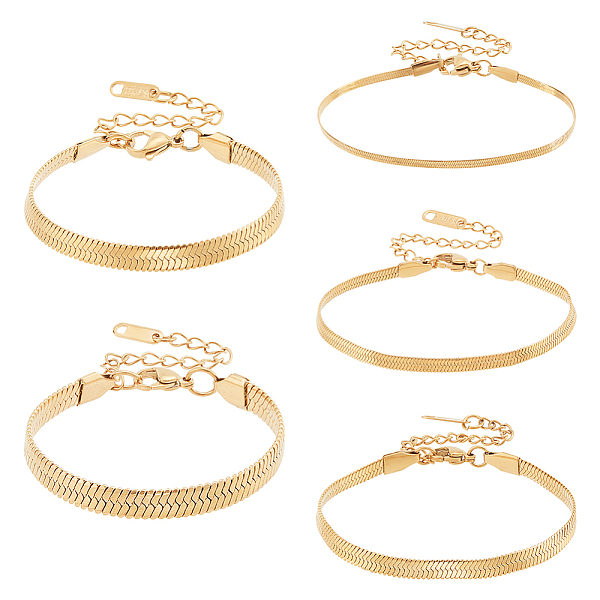 PandaHall 5Pcs 5 Size Ion Plating(IP) 304 Stainless Steel Herringbone Chain Bracelets Set for Men Women, Real 18K Gold Plated, 5-7/8~6...
PandaHall 5Pcs 5 Size Ion Plating(IP) 304 Stainless Steel Herringbone Chain Bracelets Set for Men Women, Real 18K Gold Plated, 5-7/8~6...