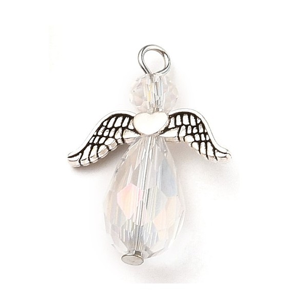 PandaHall Electroplate Glass Pendants, with Wing Alloy Beads and Iron Findings, Angel, Antique Silver & Platinum, Clear, 27~29x20x9~10mm...
PandaHall Electroplate Glass Pendants, with Wing Alloy Beads and Iron Findings, Angel, Antique Silver & Platinum, Clear, 27~29x20x9~10mm...