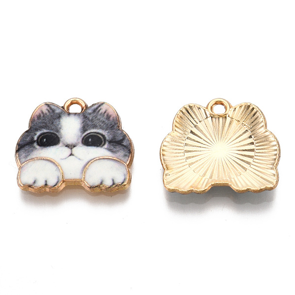 PandaHall Rack Plating Printed Alloy Pendants, Cadmium Free & Nickel Free & Lead Free, Light Gold, Cat, Gray, 16x18.5x2.5mm, Hole: 1.6mm Cat...
PandaHall Rack Plating Printed Alloy Pendants, Cadmium Free & Nickel Free & Lead Free, Light Gold, Cat, Gray, 16x18.5x2.5mm, Hole: 1.6mm Cat...