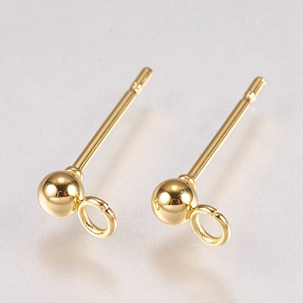 PandaHall 202 Stainless Steel Stud Earring Findings, with 304 Stainless Steel Pins and Loop, Real 18K Gold Plated, 14x6mm, Hole: 1.6mm, Ball...
PandaHall 202 Stainless Steel Stud Earring Findings, with 304 Stainless Steel Pins and Loop, Real 18K Gold Plated, 14x6mm, Hole: 1.6mm, Ball...