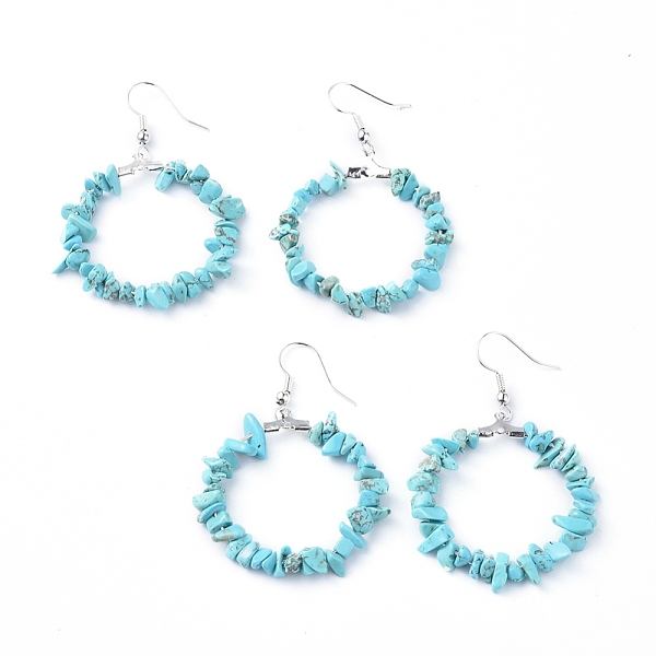 PandaHall Synthetic Turquoise Dangle Earrings, with Platinum Plated Brass Earring Hooks, Round Ring, 51.2~56.2mm, Pin: 0.5mm Synthetic...
PandaHall Synthetic Turquoise Dangle Earrings, with Platinum Plated Brass Earring Hooks, Round Ring, 51.2~56.2mm, Pin: 0.5mm Synthetic...