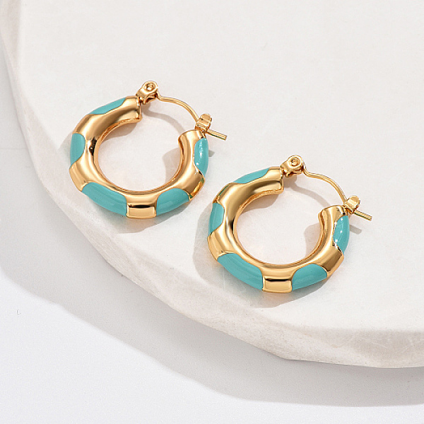 PandaHall Real 18K Gold Plated 304 Stainless Steel Hoop Earrings, with Enamel, Medium Turquoise, 22mm 304 Stainless Steel Ring
PandaHall Real 18K Gold Plated 304 Stainless Steel Hoop Earrings, with Enamel, Medium Turquoise, 22mm 304 Stainless Steel Ring