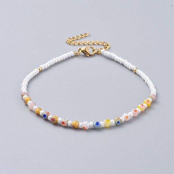 PandaHall Millefiori Glass Anklets, with Round Glass Seed Beads, Brass Beads, 304 Stainless Steel Twisted Chains and Lobster Claw Clasps..., Multicolor
PandaHall Millefiori Glass Anklets, with Round Glass Seed Beads, Brass Beads, 304 Stainless Steel Twisted Chains and Lobster Claw Clasps..., Multicolor