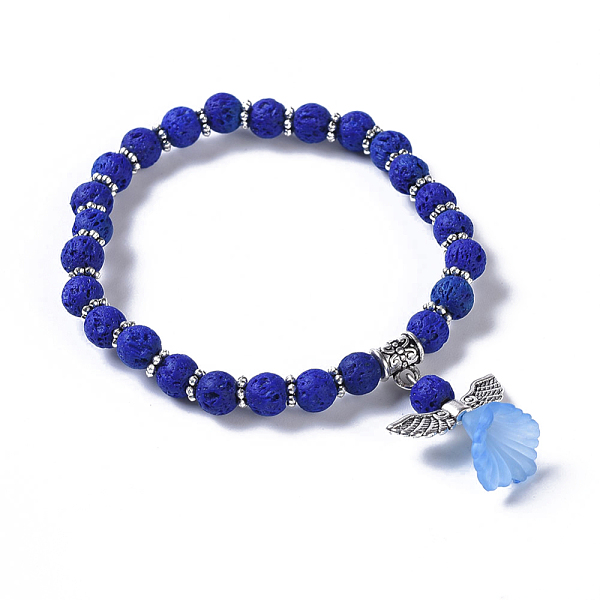 PandaHall Dyed Natural Lava Rock(Dyed) Beads Stretch Bracelets, with Transparent Frosted Acrylic Flower Beads and Tibetan Style Alloy..., Blue
PandaHall Dyed Natural Lava Rock(Dyed) Beads Stretch Bracelets, with Transparent Frosted Acrylic Flower Beads and Tibetan Style Alloy..., Blue