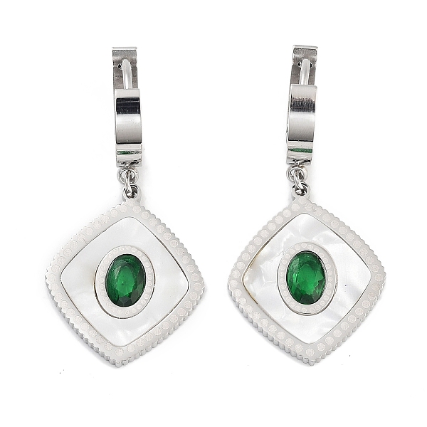PandaHall Rhombus 304 Stainless Steel Shell Dangle Earrings, Glass Hoop Earrings for Women, Stainless Steel Color, 36~36.5x17.7mm 304..., Green
PandaHall Rhombus 304 Stainless Steel Shell Dangle Earrings, Glass Hoop Earrings for Women, Stainless Steel Color, 36~36.5x17.7mm 304..., Green