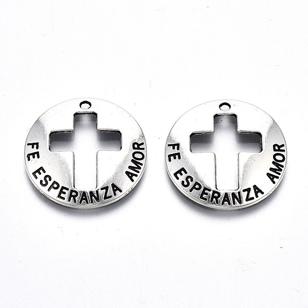 PandaHall Tibetan Style Alloy Pendants, Lead Free & Cadmium Free, Flat Round with Cross & Word, Antique Silver, 22.5x2.5mm, Hole: 1.5mm...
PandaHall Tibetan Style Alloy Pendants, Lead Free & Cadmium Free, Flat Round with Cross & Word, Antique Silver, 22.5x2.5mm, Hole: 1.5mm...