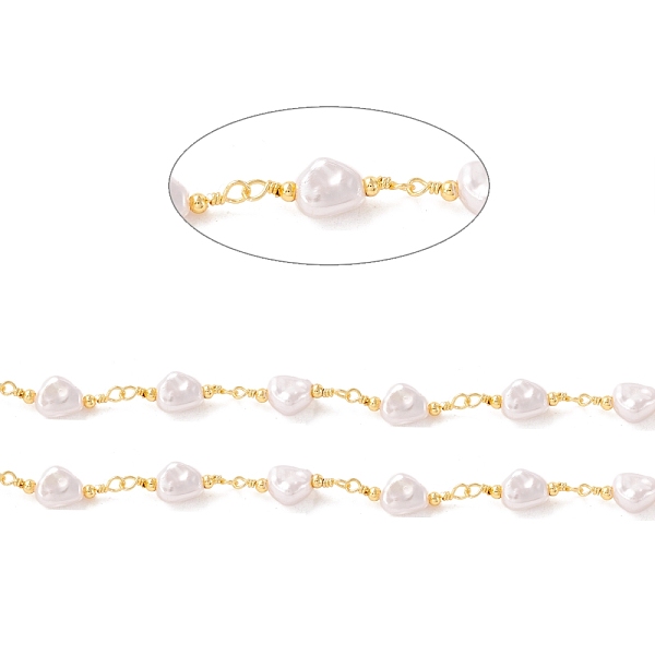 PandaHall ABS Plastic Pearl Nugget Beaded Chains, with Brass Findings, Unwelded, with Spool, Lead Free & Cadmium Free, Golden, White, Link...
PandaHall ABS Plastic Pearl Nugget Beaded Chains, with Brass Findings, Unwelded, with Spool, Lead Free & Cadmium Free, Golden, White, Link...