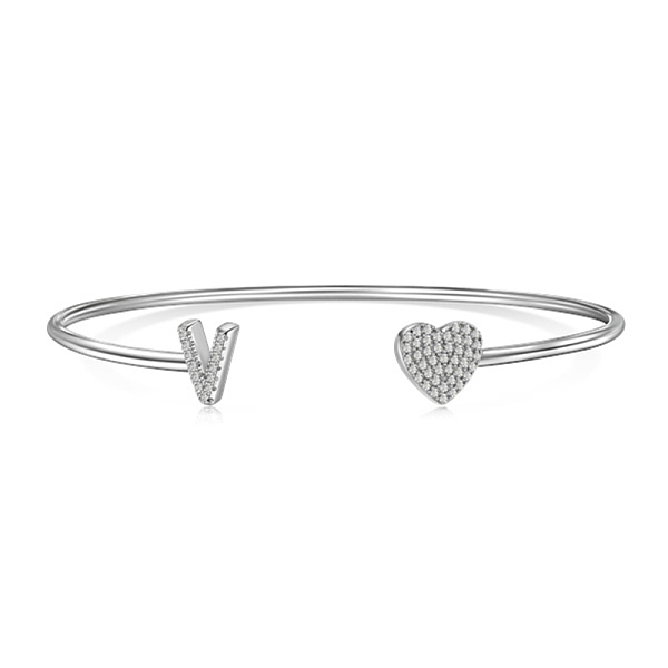 PandaHall Heart & Letter Rhodium Plated 925 Sterling Silver Micro Pave Cubic Zirconia Cuff Bangles for Women, Letter V, 0.2~0.8cm, Inner...
PandaHall Heart & Letter Rhodium Plated 925 Sterling Silver Micro Pave Cubic Zirconia Cuff Bangles for Women, Letter V, 0.2~0.8cm, Inner...