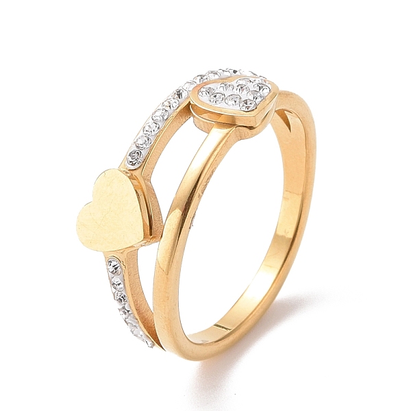PandaHall Crystal Rhinestone Heart Finger Ring, Ion Plating(IP) 304 Stainless Steel Jewelry for Women, Golden, US Size 6~9(16.5~18.9mm)..., Clear
PandaHall Crystal Rhinestone Heart Finger Ring, Ion Plating(IP) 304 Stainless Steel Jewelry for Women, Golden, US Size 6~9(16.5~18.9mm)..., Clear