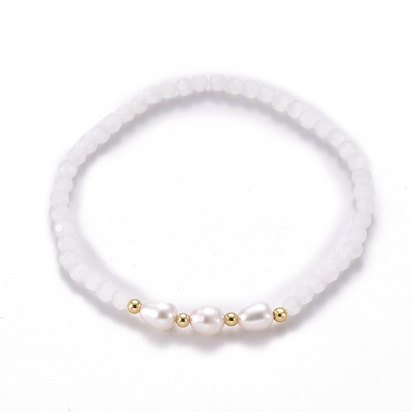 PandaHall Faceted Glass Beaded Stretch Bracelets, with Natural Pearl Beads and Golden Plated Brass Beads, White, Inner Diameter: 2-1/4 inch...
PandaHall Faceted Glass Beaded Stretch Bracelets, with Natural Pearl Beads and Golden Plated Brass Beads, White, Inner Diameter: 2-1/4 inch...