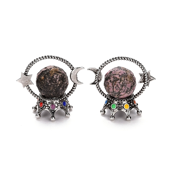 PandaHall Natural Rhodonite Sphere Display Decorations, with Alloy Enamel Pedestal, Star with Moon, Antique Silver, 79x82x50mm Rhodonite...
PandaHall Natural Rhodonite Sphere Display Decorations, with Alloy Enamel Pedestal, Star with Moon, Antique Silver, 79x82x50mm Rhodonite...