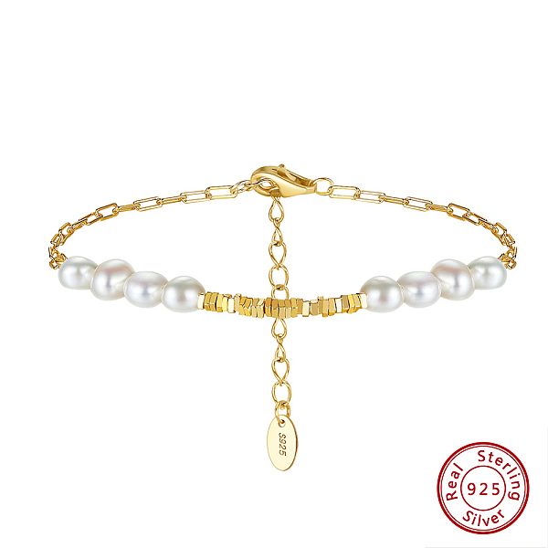 PandaHall Natural Pearl Beaded Bracelet with 925 Sterling Silver Paperclip Chains, Real 14K Gold Plated, 6-3/4 inch(17.3cm) Pearl Round..., White
PandaHall Natural Pearl Beaded Bracelet with 925 Sterling Silver Paperclip Chains, Real 14K Gold Plated, 6-3/4 inch(17.3cm) Pearl Round..., White