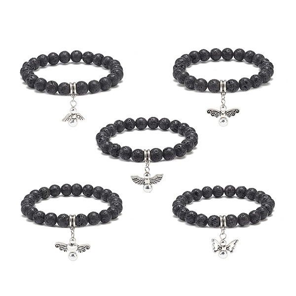 PandaHall Natural Lava Rock Round Beaded Stretch Bracelet with Alloy Fairy Charm, Essential Oil Gemstone Jewelry for Women, Mixed Shape..., Black
PandaHall Natural Lava Rock Round Beaded Stretch Bracelet with Alloy Fairy Charm, Essential Oil Gemstone Jewelry for Women, Mixed Shape..., Black