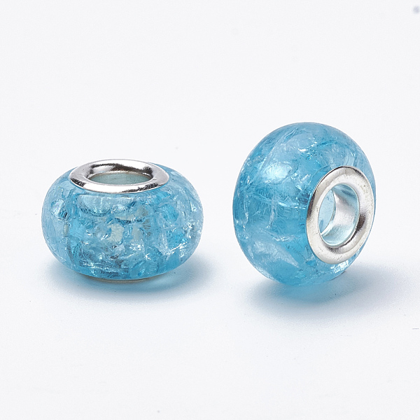 PandaHall Crackle Resin European Beads, Large Hole Beads, with Silver Color Plated Brass Cores, Rondelle, Light Sky Blue, 13.5~14x8.5~9mm...
PandaHall Crackle Resin European Beads, Large Hole Beads, with Silver Color Plated Brass Cores, Rondelle, Light Sky Blue, 13.5~14x8.5~9mm...