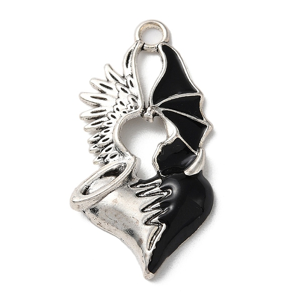 PandaHall Alloy Pendants, with Black Enamel, Antique Silver, Angels and Demons, Heart, 45x23x4.5mm, Hole: 3mm Alloy+Enamel Heart Black
PandaHall Alloy Pendants, with Black Enamel, Antique Silver, Angels and Demons, Heart, 45x23x4.5mm, Hole: 3mm Alloy+Enamel Heart Black