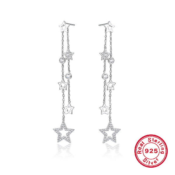 PandaHall Rhodium Plated 925 Sterling Silver Micro Pave Cubic Zirconia Dangle Stud Earrings, Star Tassel Earrings, with 925 Stamp, Platinum..., Clear
PandaHall Rhodium Plated 925 Sterling Silver Micro Pave Cubic Zirconia Dangle Stud Earrings, Star Tassel Earrings, with 925 Stamp, Platinum..., Clear