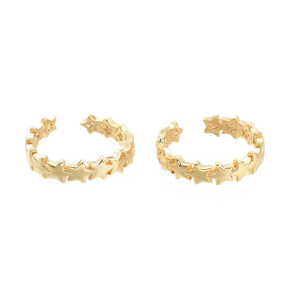 PandaHall Adjustable Brass Cuff Rings, Open Rings, Star, Real 18K Gold Plated, US Size 6(16.5mm) Brass
PandaHall Adjustable Brass Cuff Rings, Open Rings, Star, Real 18K Gold Plated, US Size 6(16.5mm) Brass