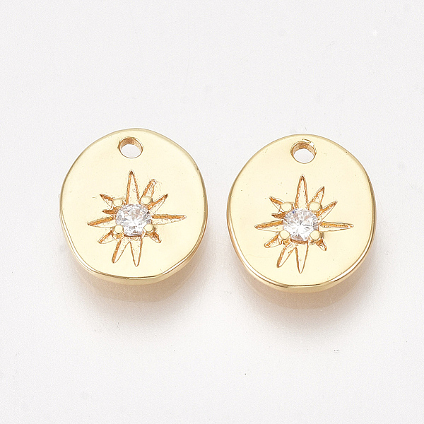 PandaHall Brass Charms, with Cubic Zirconia, Oval with Star, Clear, Nickel Free, Real 18K Gold Plated, 11x9.5x2mm, Hole: 1.2mm Brass+Cubic...
PandaHall Brass Charms, with Cubic Zirconia, Oval with Star, Clear, Nickel Free, Real 18K Gold Plated, 11x9.5x2mm, Hole: 1.2mm Brass+Cubic...