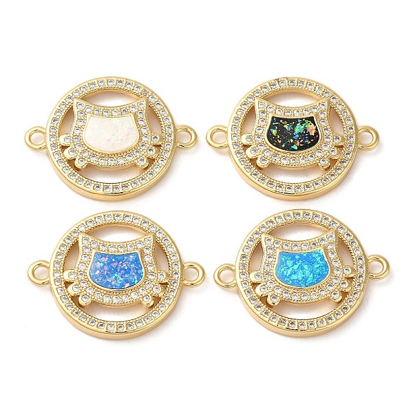 PandaHall Rack Plating Brass Micro Pave Clear Cubic Zirconia Connector Charms, Ring Cat Links with Synthetic Opal, Real 18K Gold Plated..., Multicolor 
PandaHall Rack Plating Brass Micro Pave Clear Cubic Zirconia Connector Charms, Ring Cat Links with Synthetic Opal, Real 18K Gold Plated..., Multicolor
