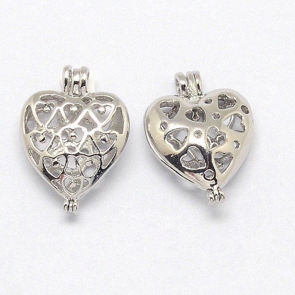 PandaHall Heart Brass Ball Cage Pendants, Platinum, 24x18x8mm, Hole: 2x1mm Brass Heart 
PandaHall Heart Brass Ball Cage Pendants, Platinum, 24x18x8mm, Hole: 2x1mm Brass Heart