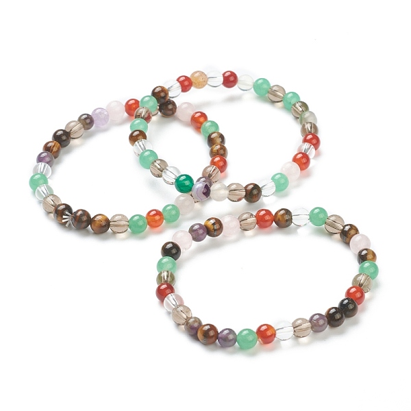 PandaHall Natural Mixed Stone Beaded Stretch Bracelets, Round, Beads: 6~6.5mm, Inner Diameter: 2-1/4 inch(5.55cm) Mixed Stone
PandaHall Natural Mixed Stone Beaded Stretch Bracelets, Round, Beads: 6~6.5mm, Inner Diameter: 2-1/4 inch(5.55cm) Mixed Stone