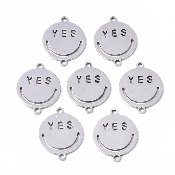 PandaHall 201 Stainless Steel Links Connectors, Laser Cut, Flat Round with Smile Yes, Stainless Steel Color, 18x14x1mm, Hole: 1.4mm 201...
PandaHall 201 Stainless Steel Links Connectors, Laser Cut, Flat Round with Smile Yes, Stainless Steel Color, 18x14x1mm, Hole: 1.4mm 201...
