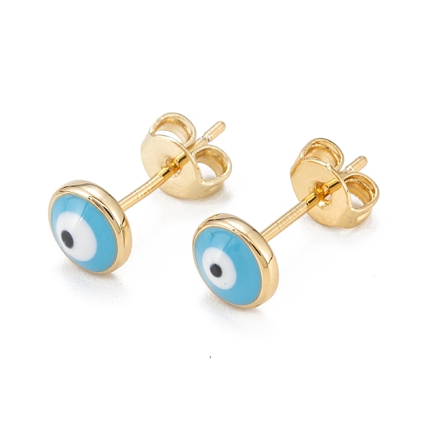PandaHall Brass Enamel Stud Earrings, Long-Lasting Plated, Flat Round with Evil Eye, Real 18K Gold Plated, Turquoise, 6x2.5mm, Pin: 0.8mm..., Green
PandaHall Brass Enamel Stud Earrings, Long-Lasting Plated, Flat Round with Evil Eye, Real 18K Gold Plated, Turquoise, 6x2.5mm, Pin: 0.8mm..., Green