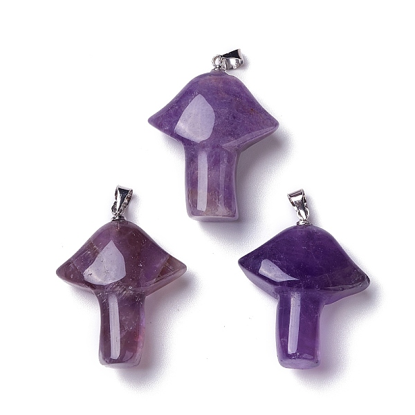 PandaHall Natural Amethyst Pendants, with Platinum Tone Brass Snap on Bails, Mushroom Charms, 27~28.5x22~23x9.5~10.5mm, Hole: 5x4mm Amethyst...
PandaHall Natural Amethyst Pendants, with Platinum Tone Brass Snap on Bails, Mushroom Charms, 27~28.5x22~23x9.5~10.5mm, Hole: 5x4mm Amethyst...