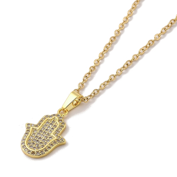 PandaHall 304 Stainless Steel Pendant Necklaces, Brass Micro Pave Cubic Zirconia Pendant Necklaces, Hamsa Hand, Hamsa Hand, 17.91 inch...
PandaHall 304 Stainless Steel Pendant Necklaces, Brass Micro Pave Cubic Zirconia Pendant Necklaces, Hamsa Hand, Hamsa Hand, 17.91 inch...