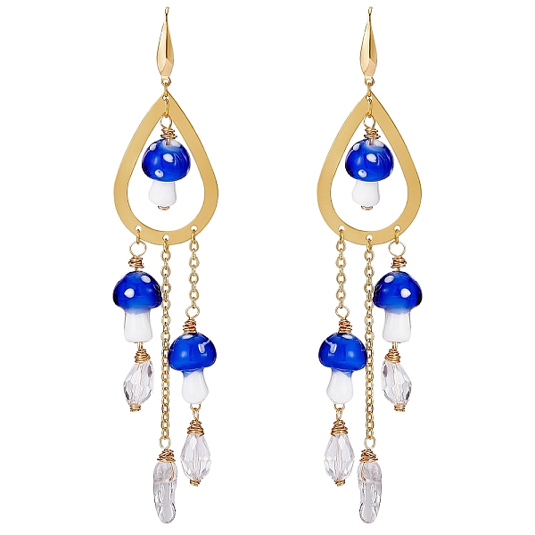 PandaHall Natural Quartz Crystal Teardrop & Lampwork Mushroom Chandelier Earrings, Golden 316 Surgical Stainless Steel Long Tassel Drop..., Blue
PandaHall Natural Quartz Crystal Teardrop & Lampwork Mushroom Chandelier Earrings, Golden 316 Surgical Stainless Steel Long Tassel Drop..., Blue