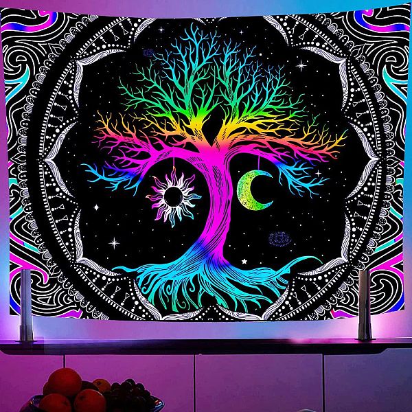 PandaHall UV Reactive Blacklight Trippy Polyester Wall Hanging Tapestry, for Bedroom Living Room Decoration, Rectangle, Tree, 730x950mm...
PandaHall UV Reactive Blacklight Trippy Polyester Wall Hanging Tapestry, for Bedroom Living Room Decoration, Rectangle, Tree, 730x950mm...