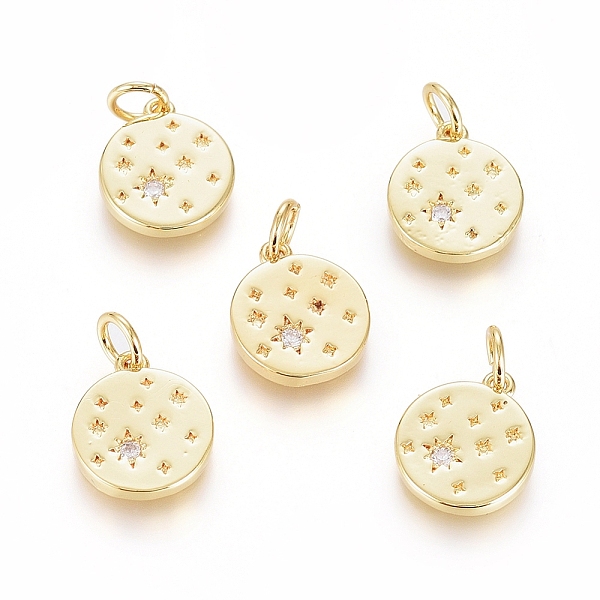 PandaHall Brass Micro Pave Cubic Zirconia Pendants, with Jump Ring Long-Lasting Plated, Flat Round with Star, Clear, Real 18K Gold Plated...
PandaHall Brass Micro Pave Cubic Zirconia Pendants, with Jump Ring Long-Lasting Plated, Flat Round with Star, Clear, Real 18K Gold Plated...