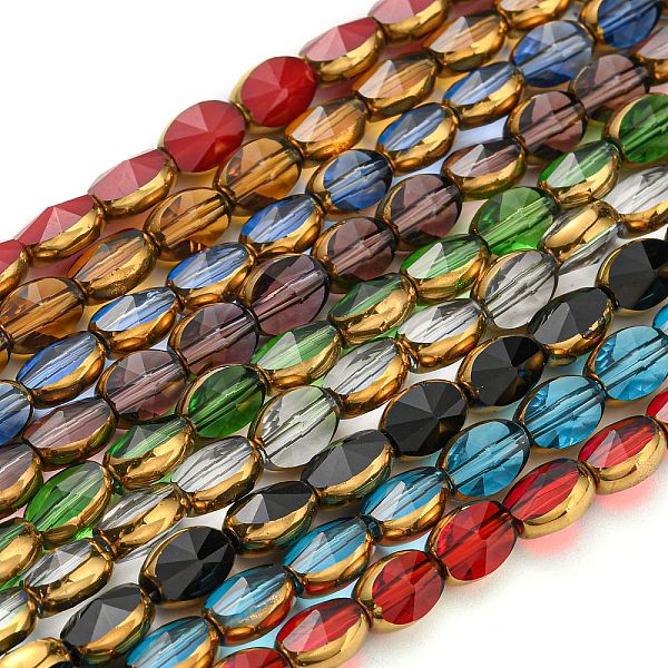 PandaHall Electroplate Transparent Glass Beads Strands, with Golden Plated Edge, Faceted Oval, Mixed Color, 8~9x6.5x5mm, Hole: 1.2mm, about..., Multicolor
PandaHall Electroplate Transparent Glass Beads Strands, with Golden Plated Edge, Faceted Oval, Mixed Color, 8~9x6.5x5mm, Hole: 1.2mm, about..., Multicolor