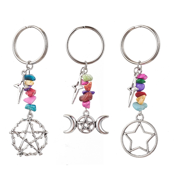 PandaHall Tibetan Style Alloy Keychain, with Dyed Synthetic Turquoise Beads Strands, Iron Split Key Rings, Star, Star, 6.7~8.2cm, Pendants...
PandaHall Tibetan Style Alloy Keychain, with Dyed Synthetic Turquoise Beads Strands, Iron Split Key Rings, Star, Star, 6.7~8.2cm, Pendants...