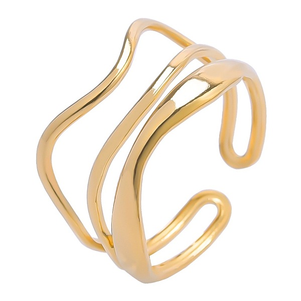PandaHall Fashionable Titanium Steel Wave Open Cuff Rings for Men and Women, Golden Titanium Steel
PandaHall Fashionable Titanium Steel Wave Open Cuff Rings for Men and Women, Golden Titanium Steel