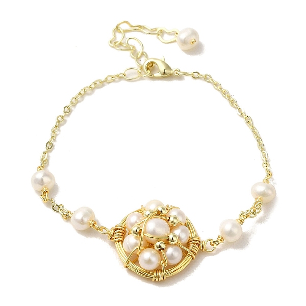 PandaHall Flower Natural Pearl Link Bracelets, with Brass Chains, Real 14K Gold Plated, 6-1/2 inch(16.5cm) Pearl
PandaHall Flower Natural Pearl Link Bracelets, with Brass Chains, Real 14K Gold Plated, 6-1/2 inch(16.5cm) Pearl