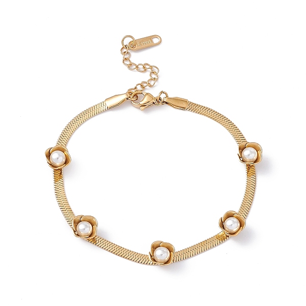 PandaHall Plastic Pearl Flower Beaded Herringbone Chain Bracelet, Ion Plating(IP) 304 Stainless Steel Jewelry for Women, Golden, 7-1/4 inch...
PandaHall Plastic Pearl Flower Beaded Herringbone Chain Bracelet, Ion Plating(IP) 304 Stainless Steel Jewelry for Women, Golden, 7-1/4 inch...