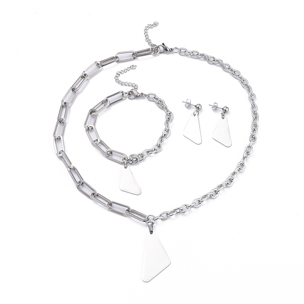 PandaHall 304 Stainless Steel Paperclip Chains & Cable Chain Jewelry Sets, Dangle Earrings & Pendant Necklaces & Charm Bracelets, Triangle...
PandaHall 304 Stainless Steel Paperclip Chains & Cable Chain Jewelry Sets, Dangle Earrings & Pendant Necklaces & Charm Bracelets, Triangle...