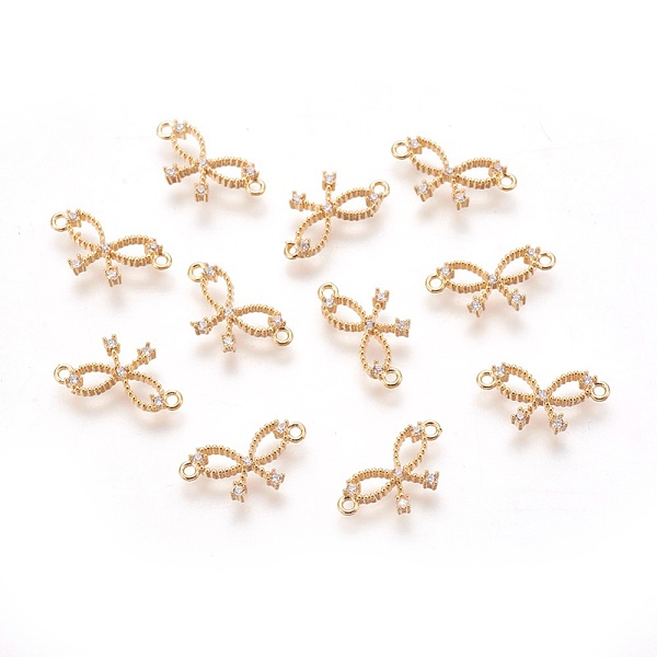 PandaHall Brass Micro Pave Cubic Zirconia Links, Clear, Bowknot, Real 18K Gold Plated, 6x12x2mm, Hole: 1mm Brass+Cubic Zirconia Bowknot...
PandaHall Brass Micro Pave Cubic Zirconia Links, Clear, Bowknot, Real 18K Gold Plated, 6x12x2mm, Hole: 1mm Brass+Cubic Zirconia Bowknot...