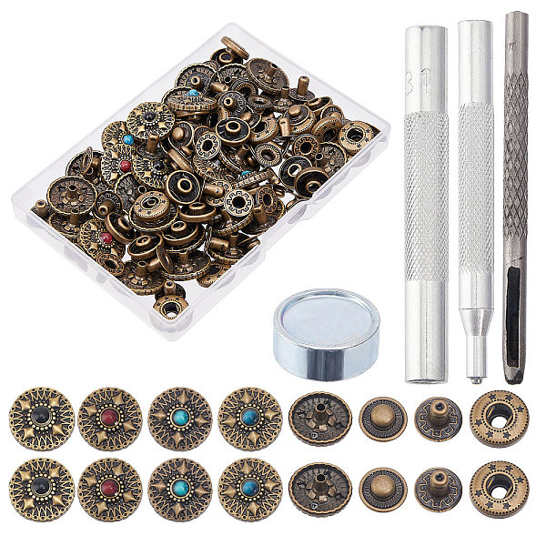 PandaHall CHGCRAFT 32 Set 4 Colors Alloy Snap Buttons, with Plastic Bead, with 1 Set Hole Punch Tool Sets & Round Base & Leather Punch...
PandaHall CHGCRAFT 32 Set 4 Colors Alloy Snap Buttons, with Plastic Bead, with 1 Set Hole Punch Tool Sets & Round Base & Leather Punch...