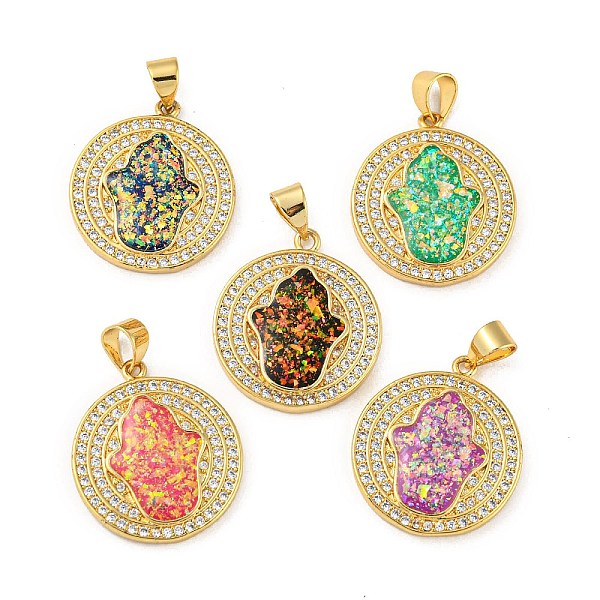 PandaHall Brass Pendants Micro Pave Cubic Zirconia with Synthetic Opal, Real 18K Gold Plated, Flat Round with Hamsa Hand, Mixed Color..., Multicolor
PandaHall Brass Pendants Micro Pave Cubic Zirconia with Synthetic Opal, Real 18K Gold Plated, Flat Round with Hamsa Hand, Mixed Color..., Multicolor