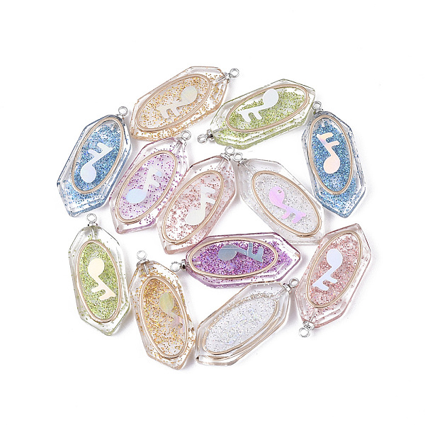 PandaHall Glitter Powder Transparent Epoxy Resin Pendants, with Musical Note Brass Etched Metal Embellishments, Brass Loops, Hexagon, Mixed..., Multicolor
PandaHall Glitter Powder Transparent Epoxy Resin Pendants, with Musical Note Brass Etched Metal Embellishments, Brass Loops, Hexagon, Mixed..., Multicolor