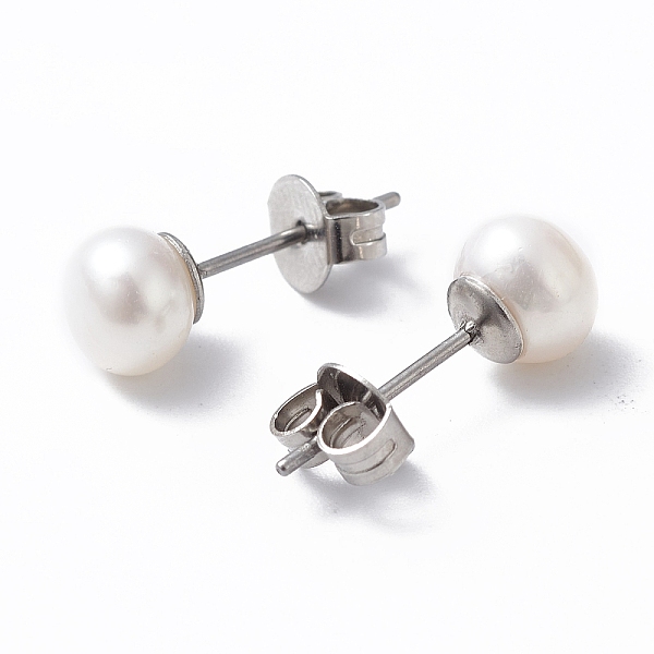 PandaHall Natural Pearl Ear Studs, 304 Stainless Steel Pin Ear Stud for Women, Round, WhiteSmoke, 16x6mm, Pin: 0.7mm Pearl Round White
PandaHall Natural Pearl Ear Studs, 304 Stainless Steel Pin Ear Stud for Women, Round, WhiteSmoke, 16x6mm, Pin: 0.7mm Pearl Round White