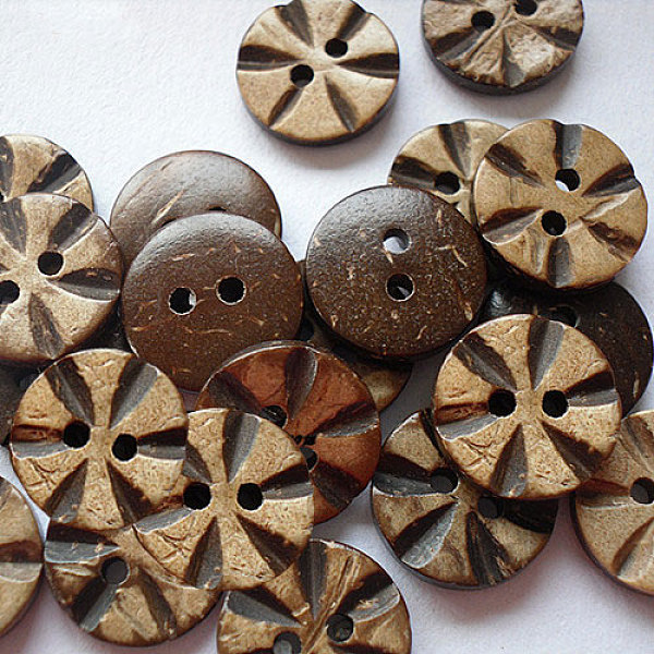 PandaHall Carved 2-hole Basic Sewing Button Shaped in Flowers, Coconut Button, BurlyWood, 15mm in diameter Coconut Orange
PandaHall Carved 2-hole Basic Sewing Button Shaped in Flowers, Coconut Button, BurlyWood, 15mm in diameter Coconut Orange
