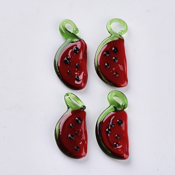 PandaHall Handmade Lampwork Pendants, Watermelon, Dark Red, 23~26x11~12x3.5~4.5mm, Hole: 1.5~4.5mm Lampwork Fruit Red
PandaHall Handmade Lampwork Pendants, Watermelon, Dark Red, 23~26x11~12x3.5~4.5mm, Hole: 1.5~4.5mm Lampwork Fruit Red